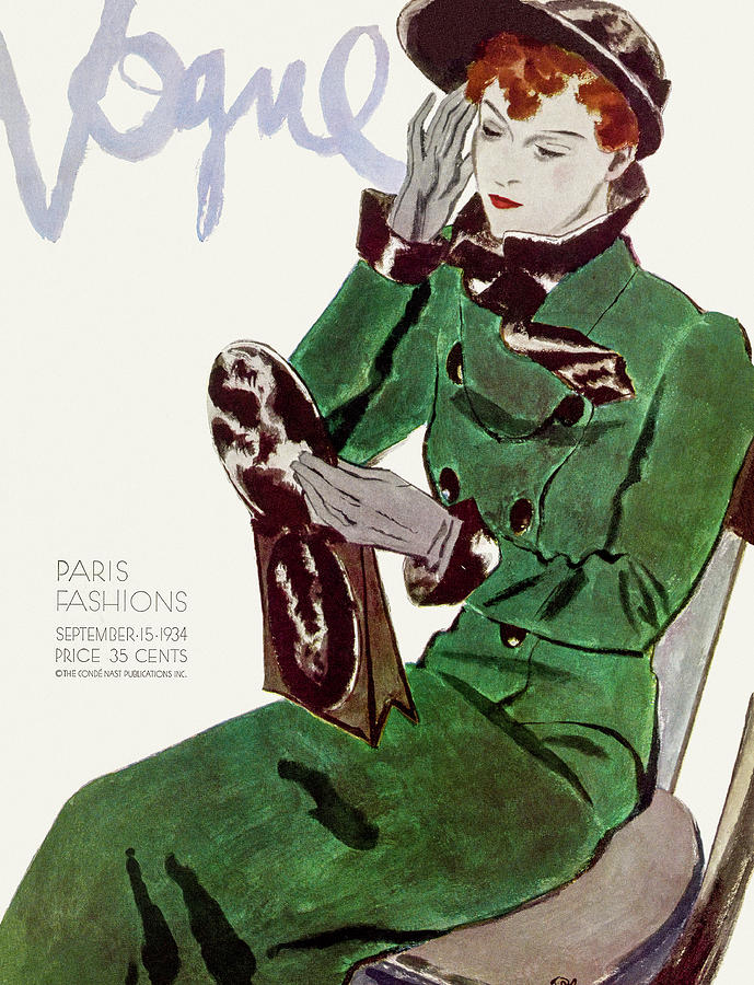Vogue Cover Illustration Of A Woman In A Green Photograph by Pierre Mourgue
