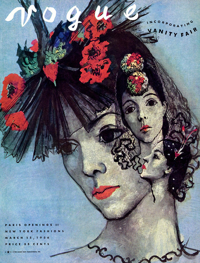 Vogue Magazine Cover Featuring A Woman In Three Photograph by Pavel Tchelitchew