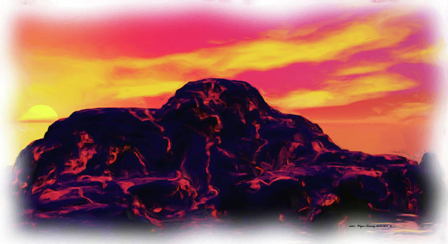 Volcanic Lava Island Painting by Wayne Bonney