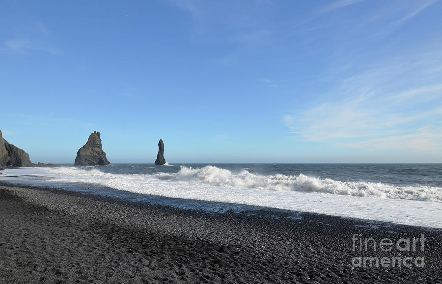 Volcanic Sea Stacks on Reynisfjara Beach in Vik Iceland Photograph by DejaVu Designs