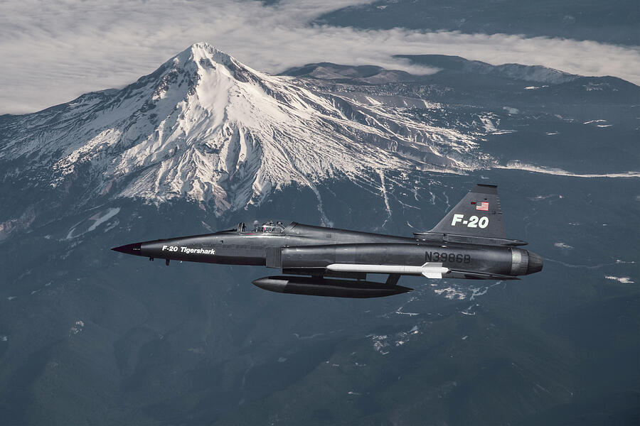 F-20 Tigershark Volcano Cruising  Mixed Media by Erik Simonsen