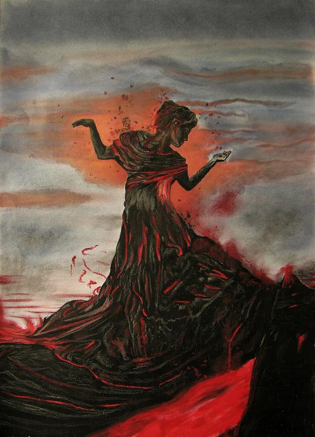 Fantasy Painting - Volcano keeper by Melita Safran