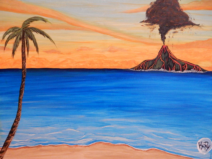 Sunset Painting - Volcano by Ryan  Rinard