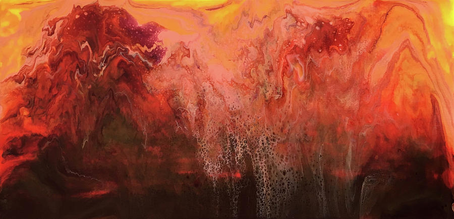 Volcano Sunset Painting