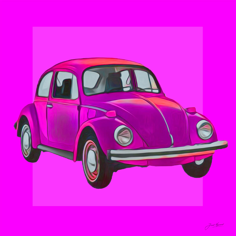 Transportation Painting - Volkswagen Beetle so pinks by Joost Hogervorst