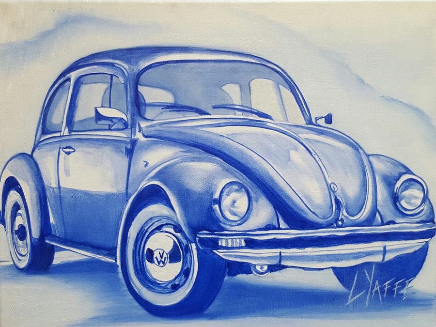 Volkswagen in Blue by Loraine Yaffe Painting by Loraine Yaffe