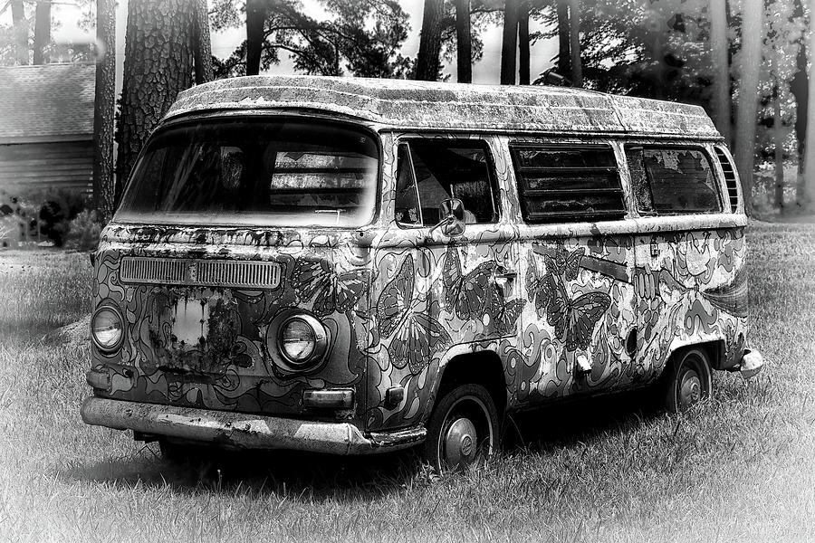 Volkswagen Microbus Nostalgia In Black And White Photograph