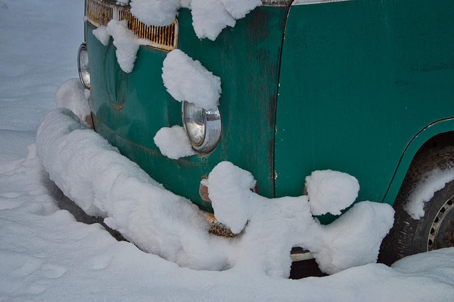 Volkswagen Van Axle Deep in Snow Photograph by Cathy Mahnke