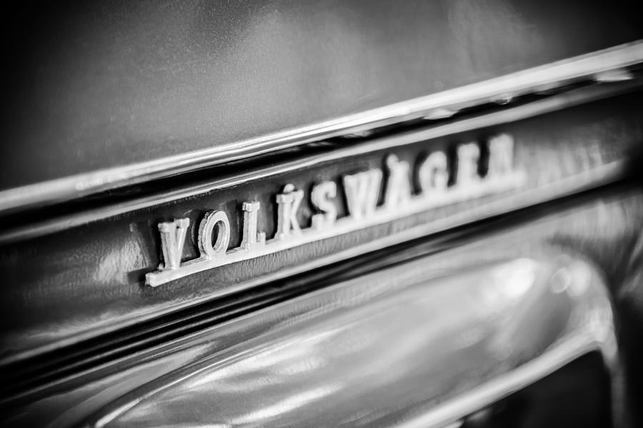 Transportation Photograph - Volkswagen VW Emblem -0150bw by Jill Reger