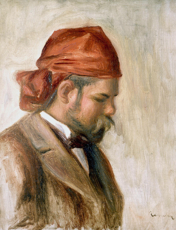 Vollard with a Red Scarf Painting by Auguste Renoir