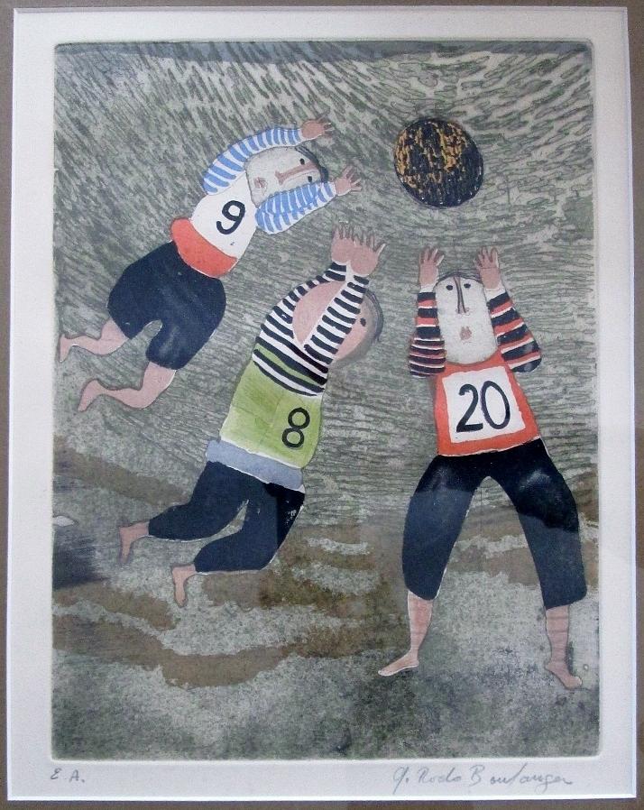Volleyball Lithograph Mixed Media by Graciela Rodo Boulanger