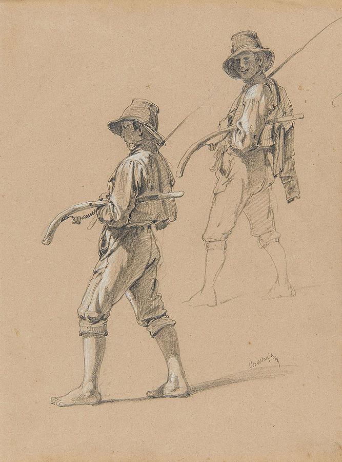 Voltz, Friedrich 1817 Nordlingen - 1886 Munich , Shepherd Boys Painting