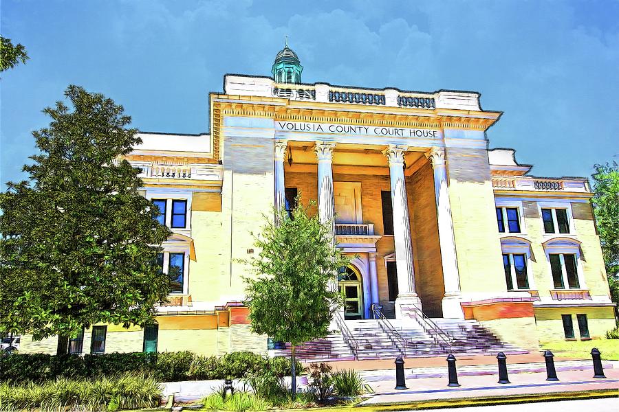 Volusia County Court House Yellow Photograph by Alice Gipson Fine Art