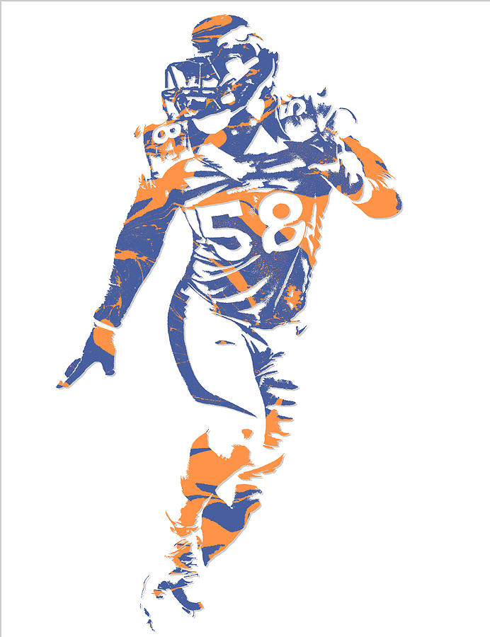 Von Miller Denver Broncos Water Color Art 3 Onesie by Joe Hamilton