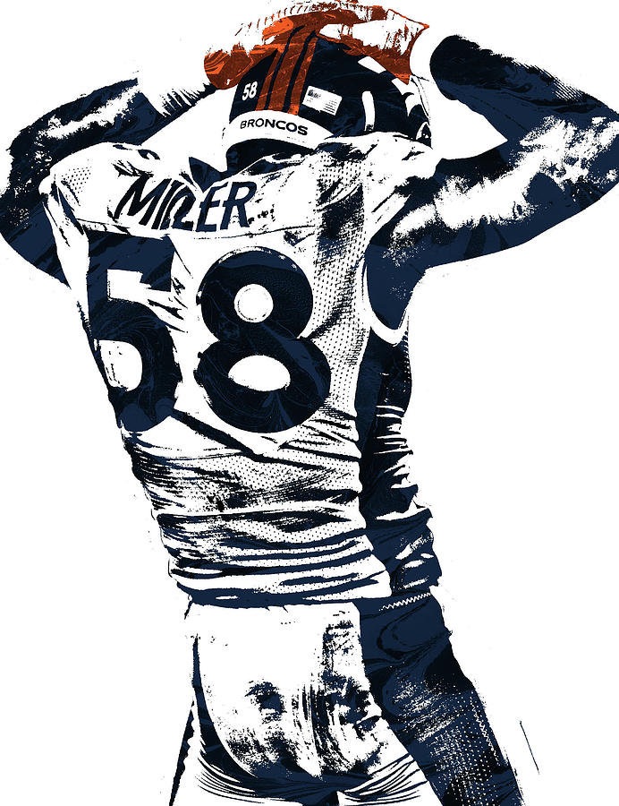 Von Miller Denver Broncos Art Yoga Mat by Joe Hamilton - Fine Art America