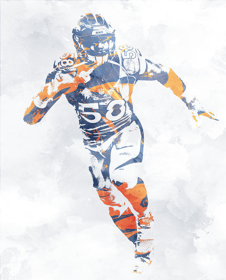 Von Miller Denver Broncos Art T-Shirt by Joe Hamilton - Pixels