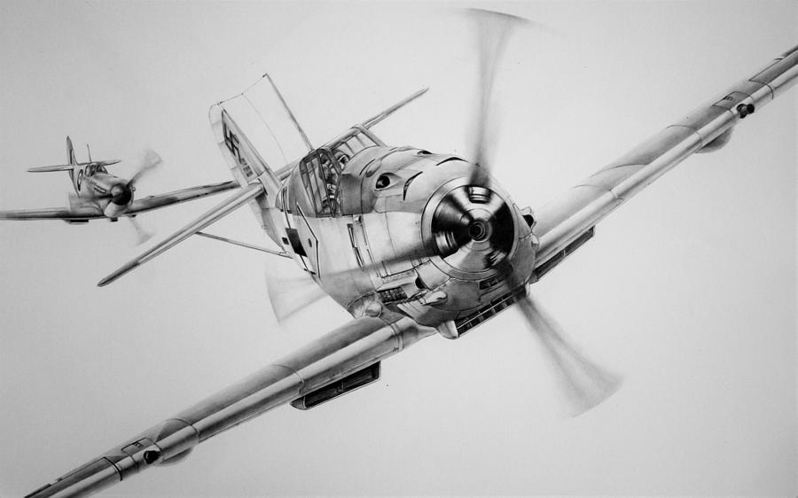 Von Werra Drawing by James Baldwin Aviation Art