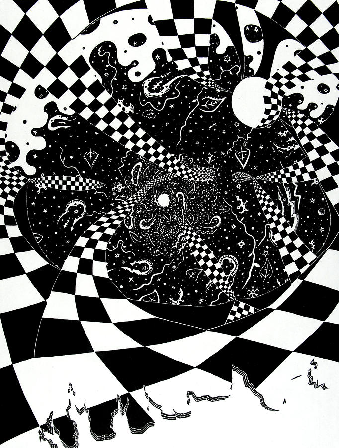 Black And White Drawing - Vortex by Red Gevhere