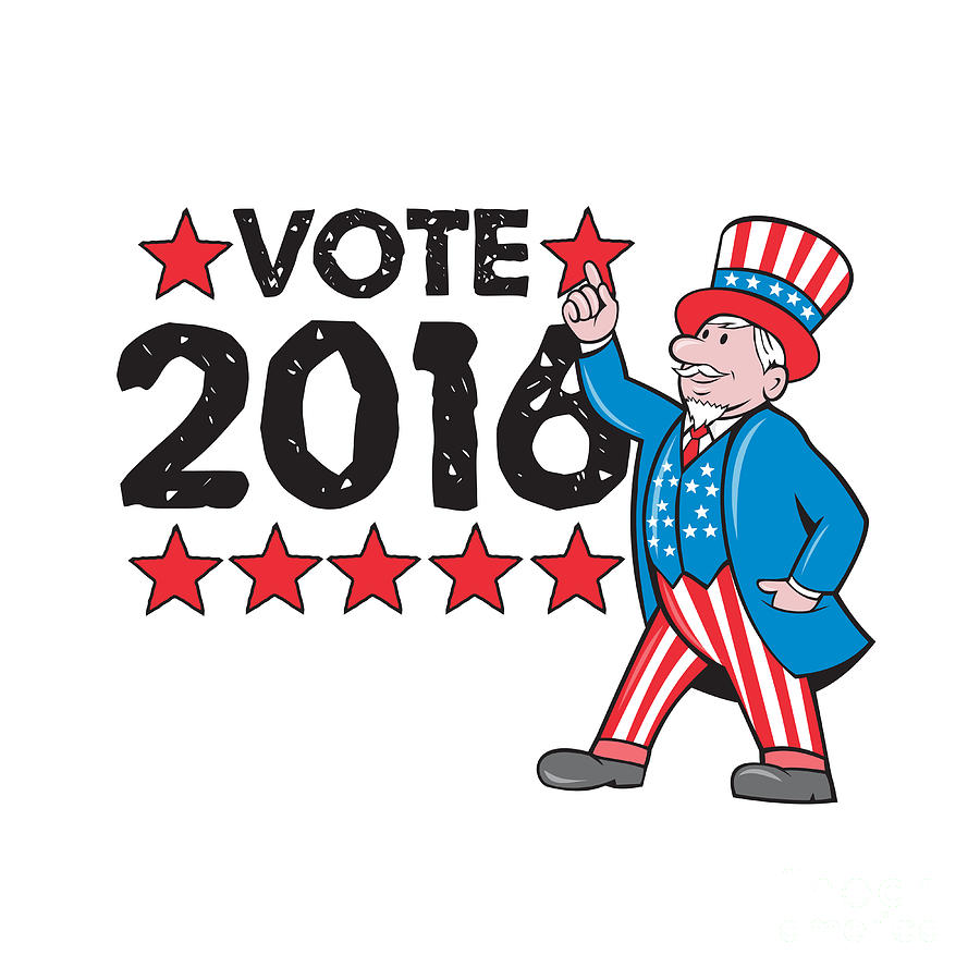 Flag Digital Art - Vote 2016 Uncle Sam Hand Pointing Up Retro by Aloysius Patrimonio
