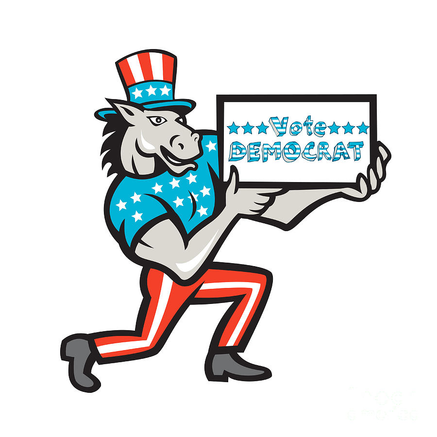 Donkey Digital Art - Vote Democrat Donkey Mascot Cartoon by Aloysius Patrimonio