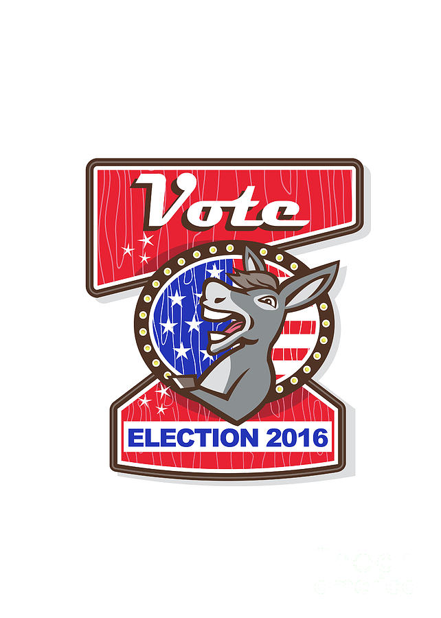 Donkey Digital Art - Vote Election 2016 Democrat Donkey Mascot Cartoon by Aloysius Patrimonio