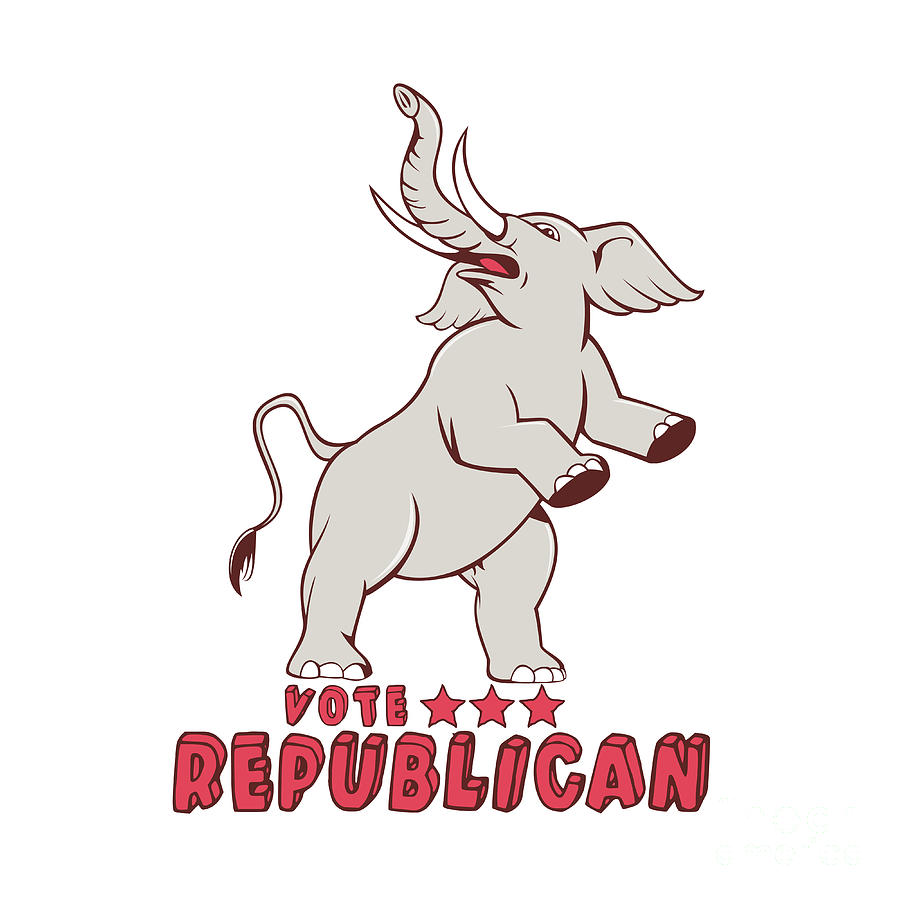 Wildlife Digital Art - Vote Republican Elephant Mascot Cartoon by Aloysius Patrimonio
