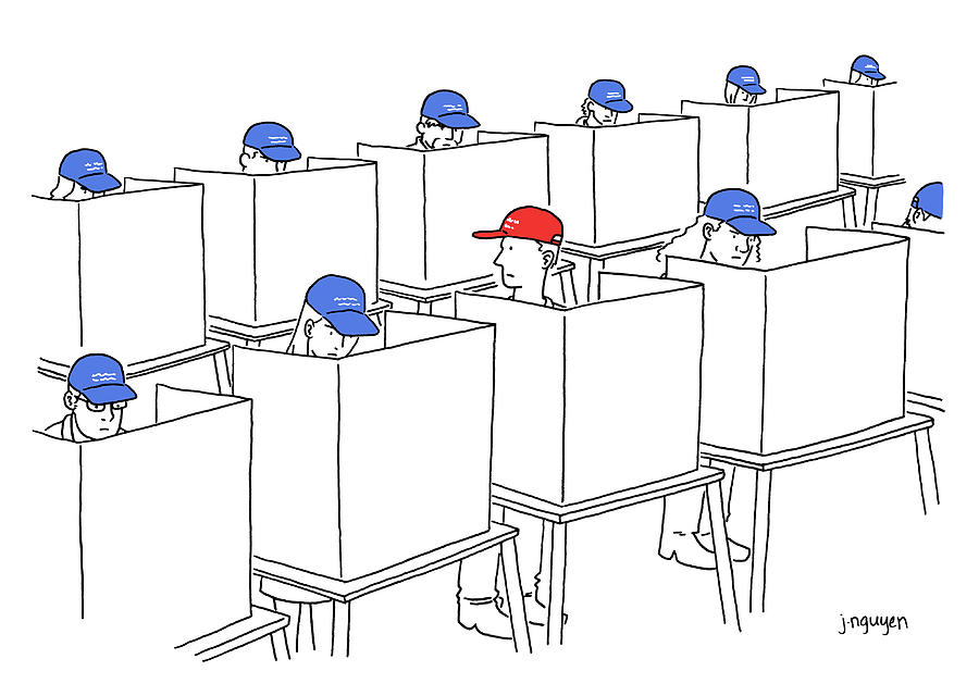 Voting in the 2017 election Drawing by Jeremy Nguyen