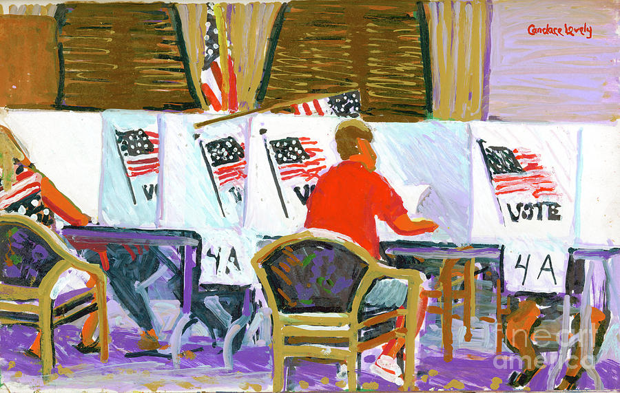 Flag Painting - Voting on Hilton Head Island 2004 by Candace Lovely