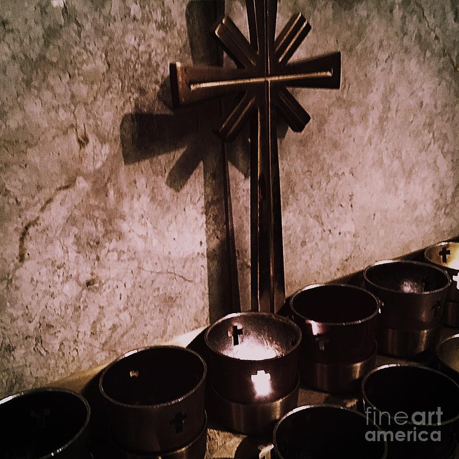 Votive Candle With Cross Photograph by Frank J Casella