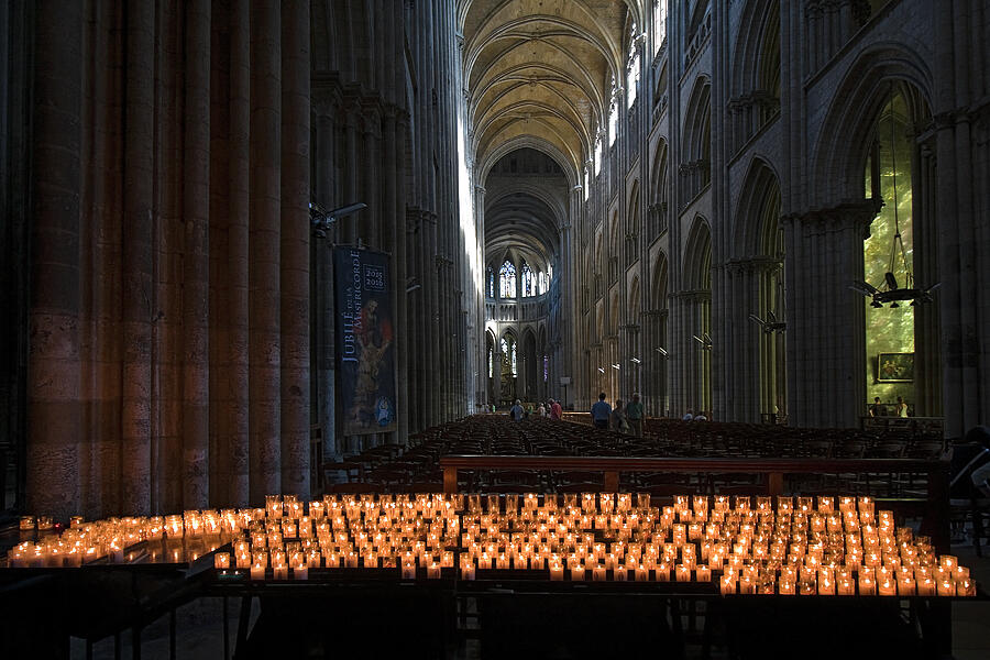 Votive Candles and Gothic Nave Photograph by Sally Weigand