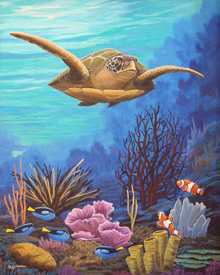 Turtles Painting - Voyage of the Honu by Jeffrey Oldham Turtles Painting - Voyage of the Honu by Jeffrey Oldham