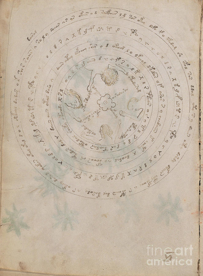 Voynich Manuscript Astro Universe 3 Drawing by Rick Bures