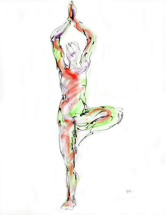 Vrksasana Drawing by Boryana Korcheva