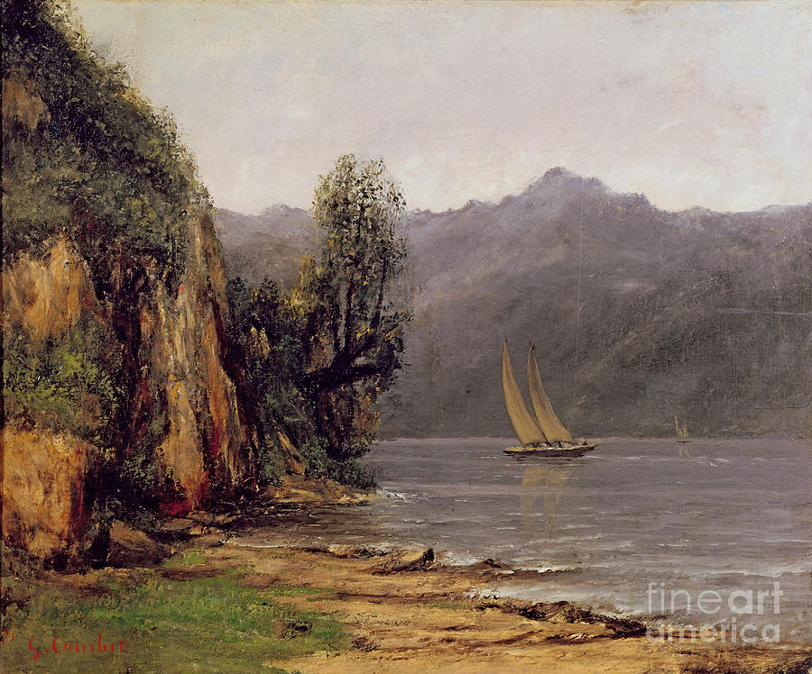 Landscape Painting - View of Leman Lake by Gustave Courbet