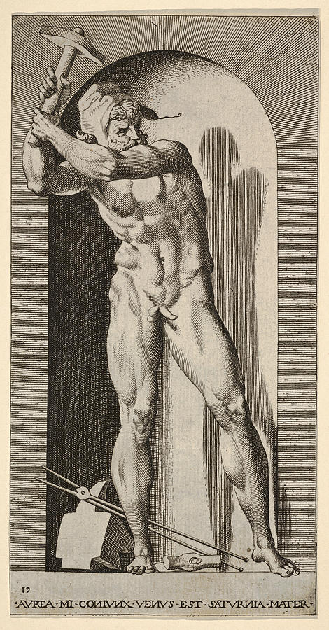 Vulcan Drawing - Vulcan by Giovanni Jacopo Caraglio