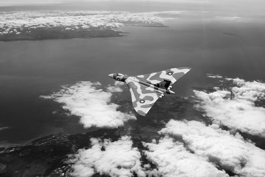 Vulcan over South Wales black and white Photograph by Gary Eason