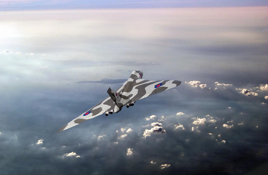 Airplane Digital Art - Vulcan over the Channel by Gary Eason