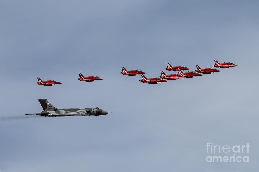 Vulcan with The Red Arrows Digital Art by Airpower Art
