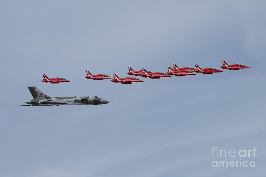 Vulcan XH558 and Red Arrows Digital Art by Airpower Art