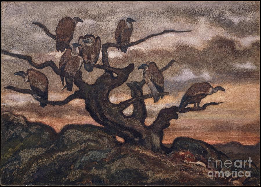 Antoine-louis Barye Painting - Vultures on a Tree by Celestial Images