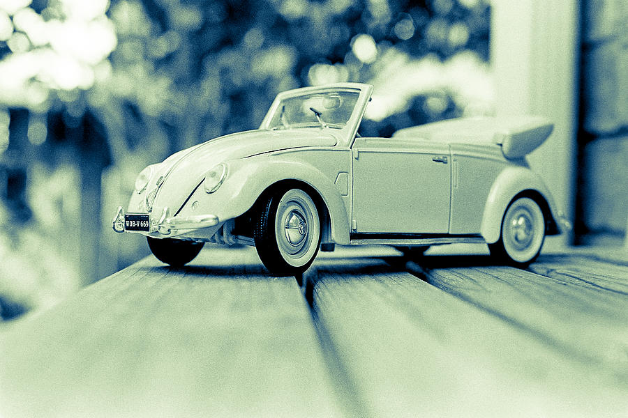 Black And White Photograph - VW Beetle Convertible by Jon Woodhams