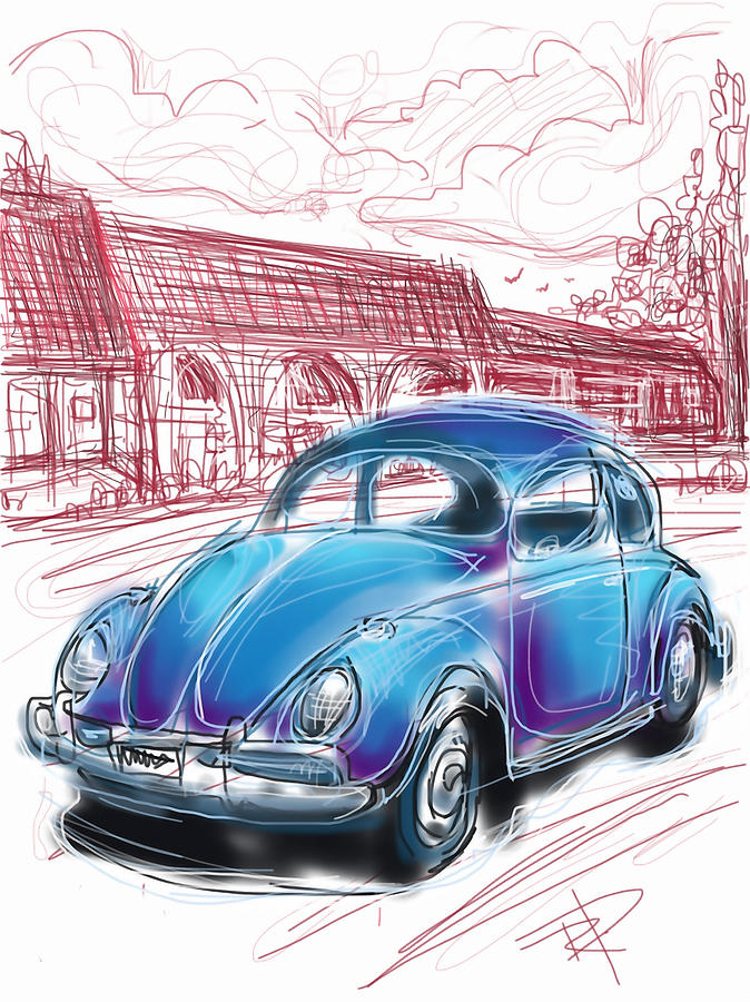 VW Beetle Digital Art by Russell Pierce