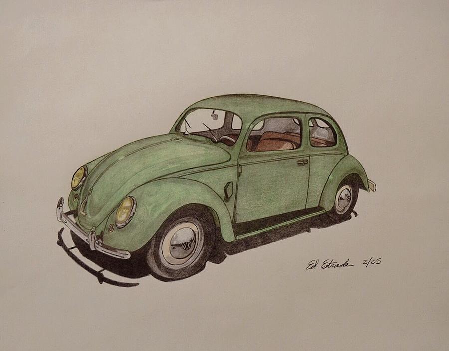 Car Drawing - VW Bug by Ed Estrada
