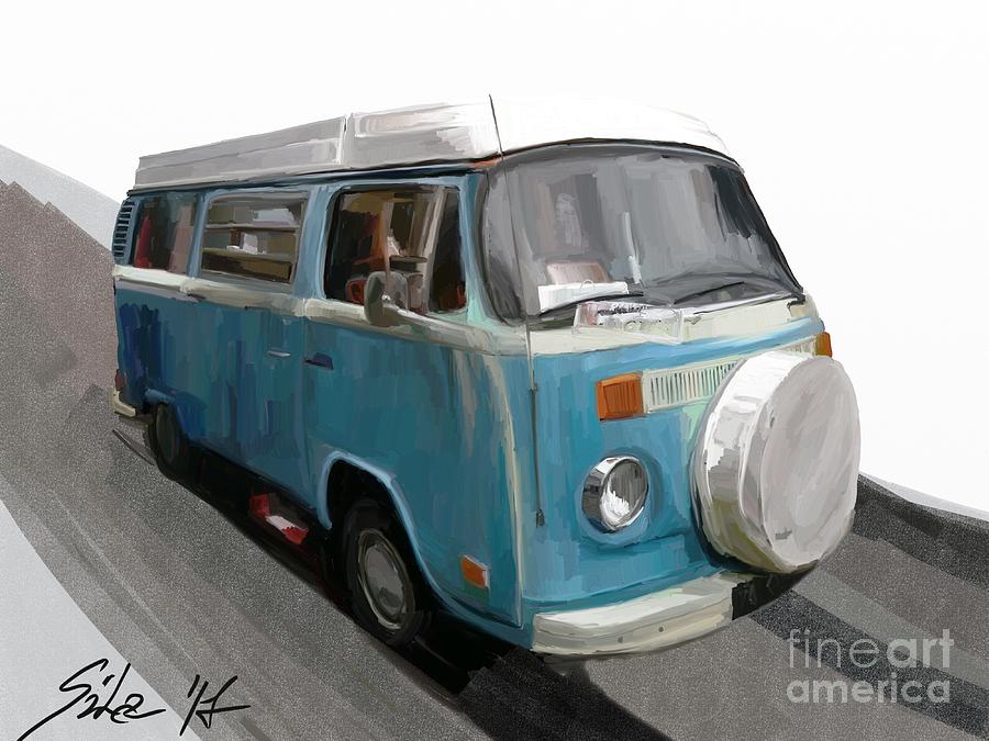 VW Campervan Digital Art by Lidija Ivanek - SiLa