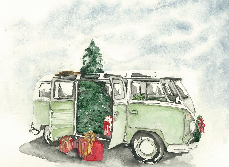 VW Christmas Painting by Norah Daily