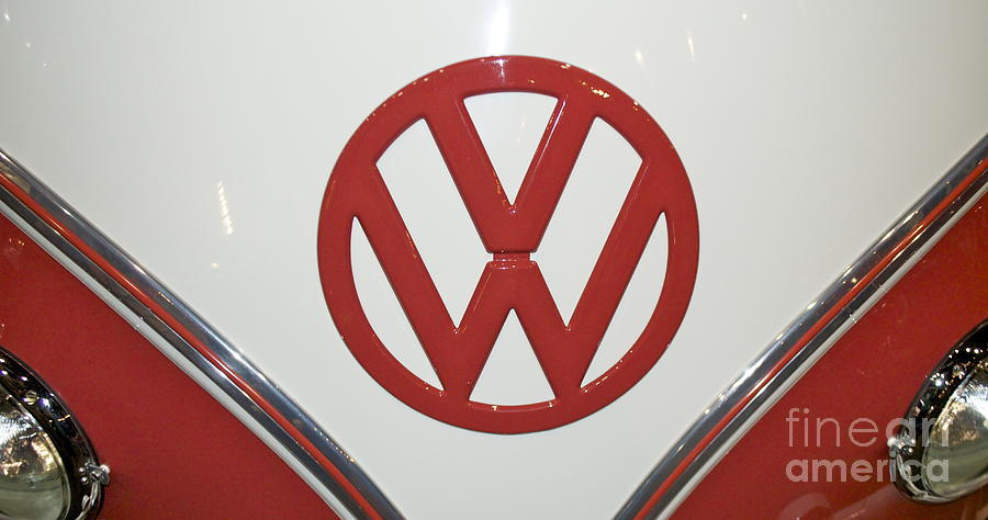 VW emblem in red Photograph by Pamela Walrath