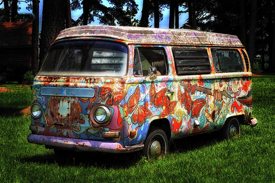 Vw Psychedelic Microbus Photograph