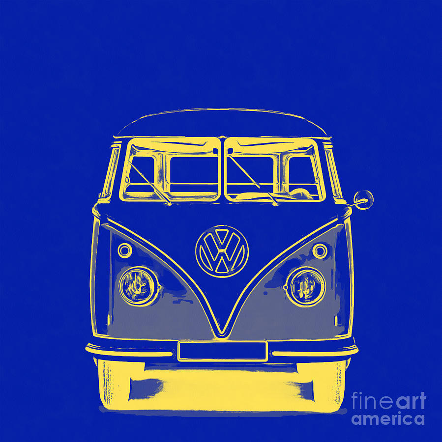 VW Van Blue Yellow Graphic Photograph by Edward Fielding