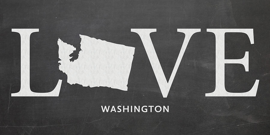 Washington Map Mixed Media - WA Love by Nancy Ingersoll