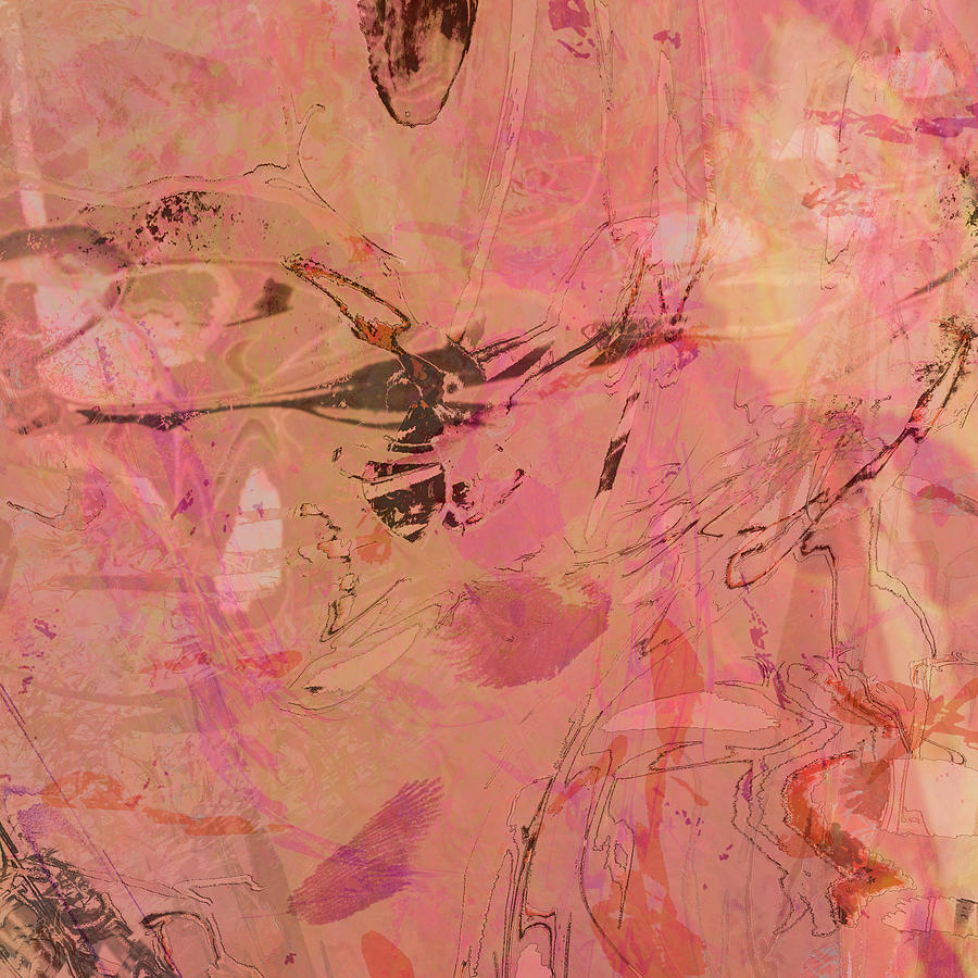 Wabi-Sabi Ikebana Remix Pink on Pink Mixed Media by Kristin Doner